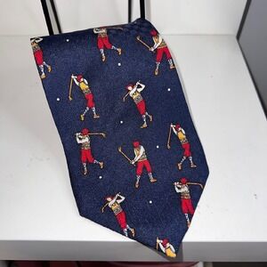 Payne Stewart Golf Tie Novelty‎ Golfers Pattern Necktie Silk Blend Mens Gift